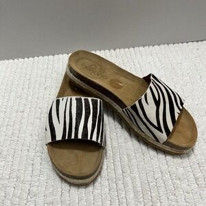 Yokono SZ 8 Calf Hair Animal Print Orthotic Comfort Slide Sandal‎